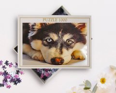 Kişiye Özel Tam Boy Köpek Karikatürlü 1000 Parça Profesyonel Puzzle-1