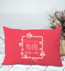 BK Gift Kişiye Özel İsimli Anneler Günü Tasarımlı Premium Kumaş Kırmızı Dikdörtgen Kırlent Yastık, Anneler Günü Hediyesi, Ev Dekorasyonu-7