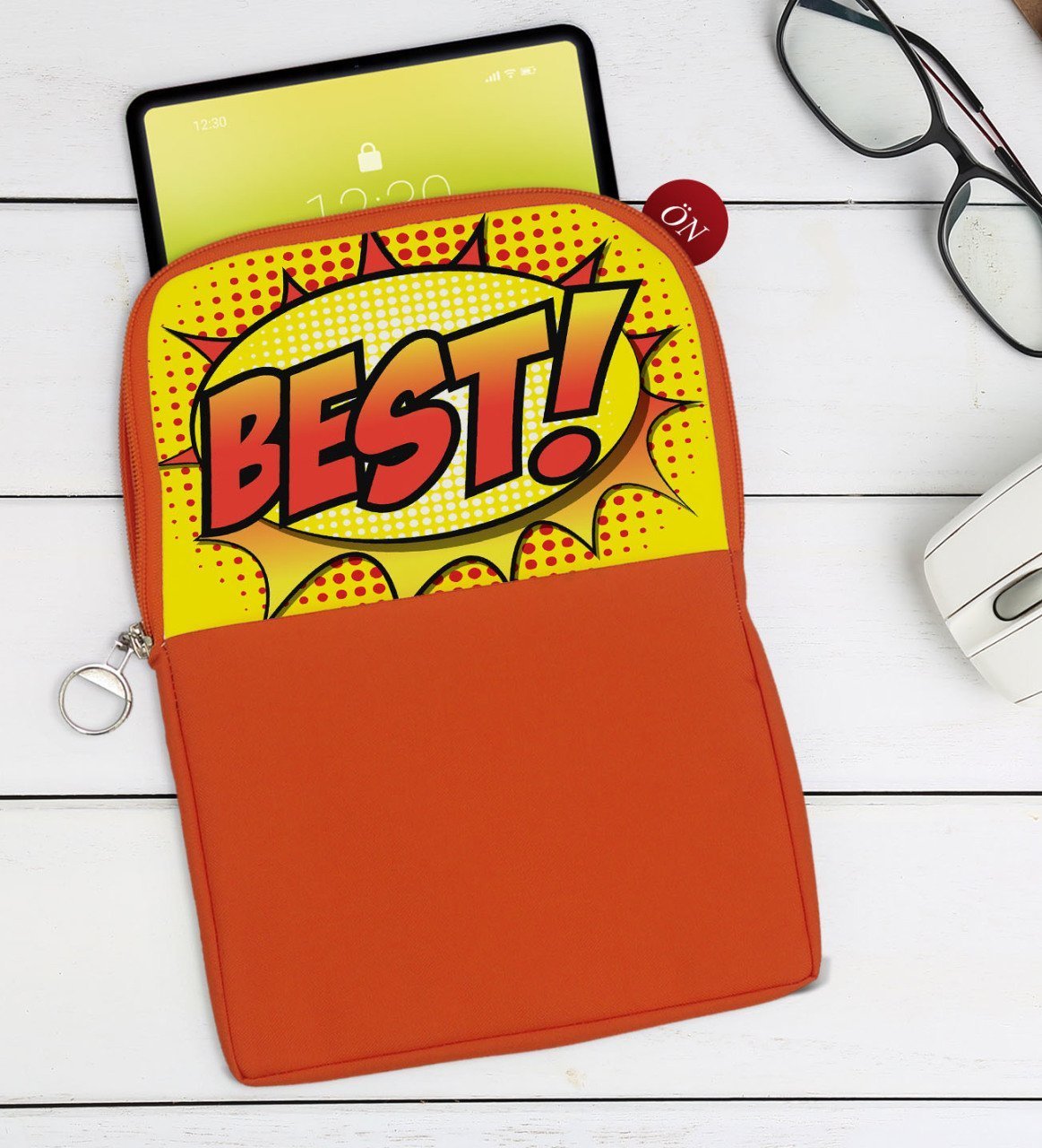 BK Gift Pop Art Tasarımlı Taşınabilir Koruyucu Tablet Kılıfı & Organizer Çanta - Turuncu-4