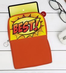 BK Gift Pop Art Tasarımlı Taşınabilir Koruyucu Tablet Kılıfı & Organizer Çanta - Turuncu-4