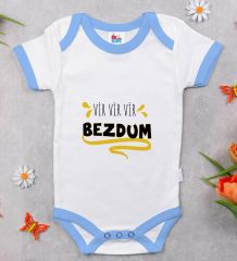 BK Kids Bezdum Tasarımlı Mavi Bebek Body Zıbın-5