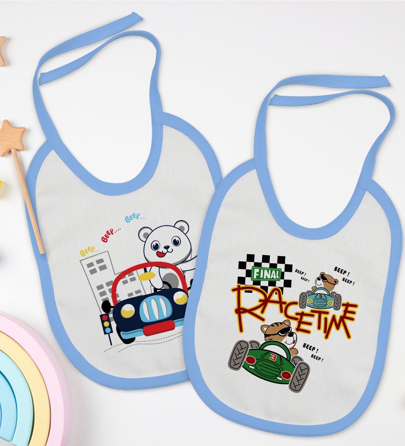 BK Kids Sevimli Sürücü Tasarımlı 2’li Mavi Mama Önlüğü-1