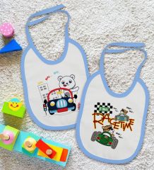 BK Kids Sevimli Sürücü Tasarımlı 2’li Mavi Mama Önlüğü-1