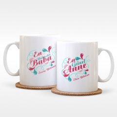 Kişiye Özel İkili Anne & Baba Beyaz Kupa Bardak Takımı - 4