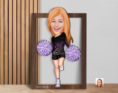 BK Gift Kişiye Özel Kadın Amigo Karikatürlü 3D Ahşap Tablo-1, Sevgiliye Hediye, Arkadaşa Hediye, Doğum Günü Hediyesi