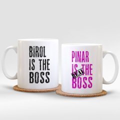 Kişiye Özel İkili Boss & Real Boss Beyaz Kupa Bardak