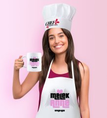 Kişiye Özel Melek Anne Mutfak Önlüğü Aşçı Şapkası ve Kupa Seti