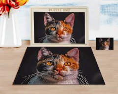 Kişiye Özel Tam Boy Kedi Karikatürlü 1000 Parça Profesyonel Puzzle-1