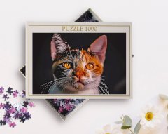 Kişiye Özel Tam Boy Kedi Karikatürlü 1000 Parça Profesyonel Puzzle-1