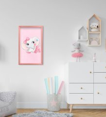 BK Home Sevimli Fil Tasarımlı Dekoratif Pembe Ahşap Çerçeveli Çocuk Odası Tablo-4