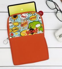 BK Gift Pop Art Tasarımlı Taşınabilir Koruyucu Tablet Kılıfı & Organizer Çanta - Turuncu-3