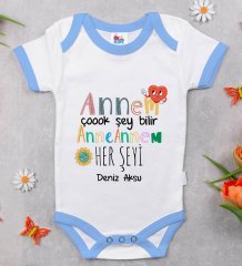 BK Kids Kişiye Özel Mavi Bebek Body Zıbın - Model 74