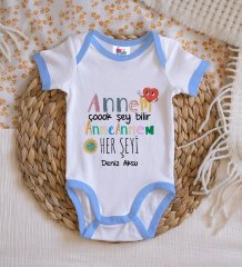 BK Kids Kişiye Özel Mavi Bebek Body Zıbın - Model 74