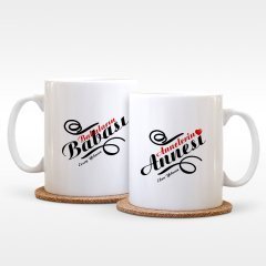 Kişiye Özel İkili Anne & Baba Beyaz Kupa Bardak Takımı - 3