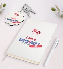 Kişiye Özel Veteriner Hekim Beyaz Defter Kalem Ve Anahtarlık Hediye Seti-1