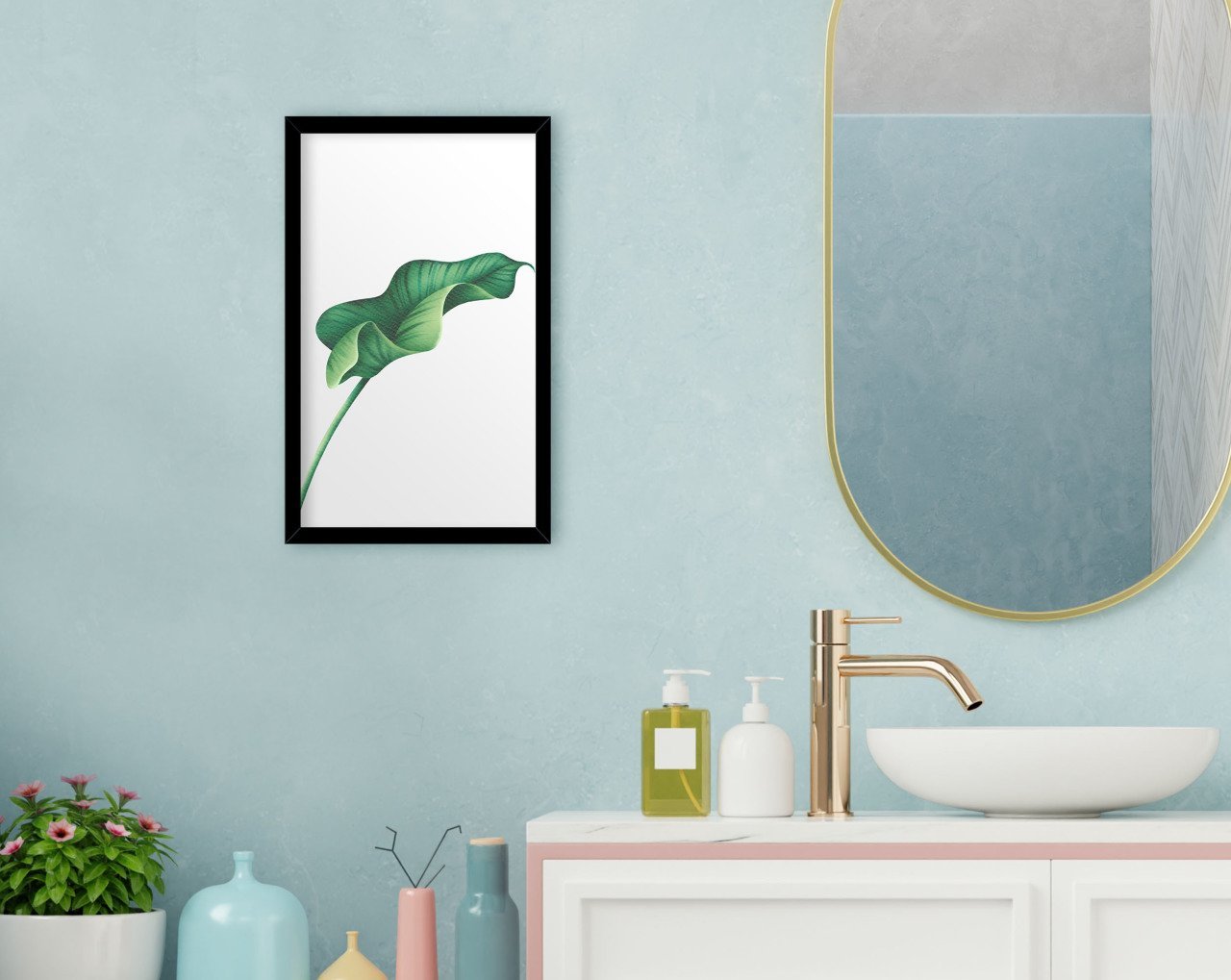 BK Home Banyo Dekoratif Ahşap Siyah Çerçeveli Tablo-16