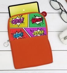 BK Gift Pop Art Tasarımlı Taşınabilir Koruyucu Tablet Kılıfı & Organizer Çanta - Turuncu-2