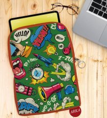 BK Gift Pop Art Tasarımlı Taşınabilir Koruyucu Tablet Kılıfı & Organizer Çanta - Turuncu-2