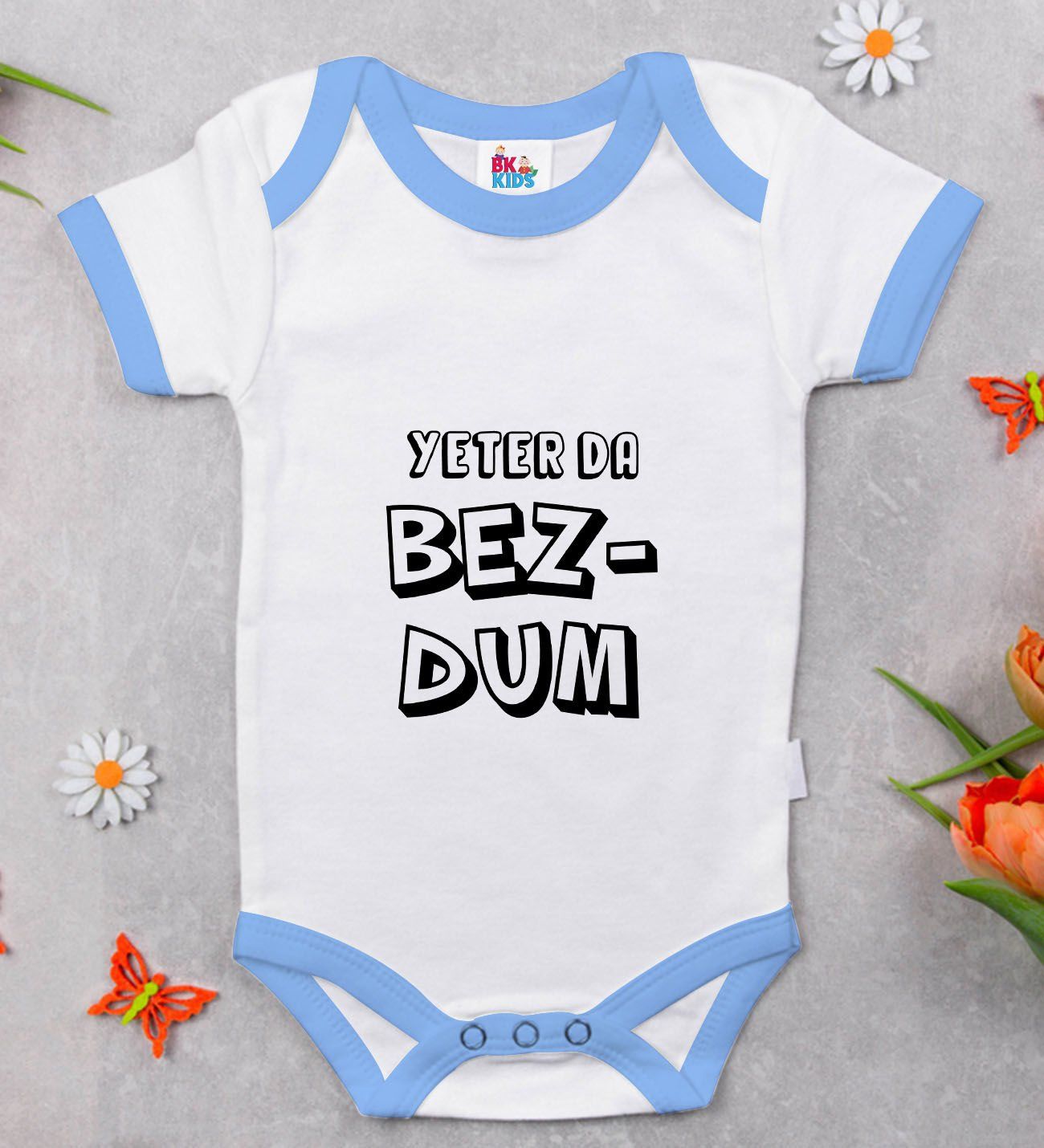 BK Kids Bezdum Tasarımlı Mavi Bebek Body Zıbın-3