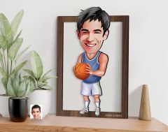 BK Gift Kişiye Özel Erkek Basketbol Karikatürlü 3D Ahşap Tablo-6, Sevgiliye Hediye, Arkadaşa Hediye, Doğum Günü Hediyesi