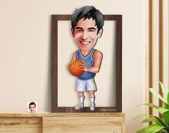 BK Gift Kişiye Özel Erkek Basketbol Karikatürlü 3D Ahşap Tablo-6, Sevgiliye Hediye, Arkadaşa Hediye, Doğum Günü Hediyesi