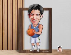 BK Gift Kişiye Özel Erkek Basketbol Karikatürlü 3D Ahşap Tablo-6, Sevgiliye Hediye, Arkadaşa Hediye, Doğum Günü Hediyesi