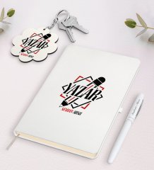 Kişiye Özel Yazar Beyaz Defter Kalem ve Anahtarlık Hediye Seti-3