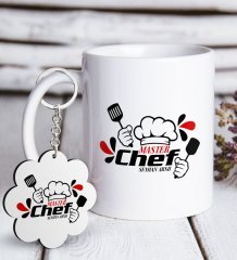 Kişiye Özel Mesleki Master Chef Beyaz Kupa ve Anahtarlık Hediye Seti-2