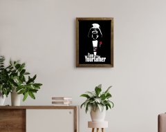 BK Home Godfather Baba Tasarımlı Doğal Masif Ahşap Çerçeveli Tablo-23