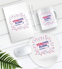 Kişiye Özel Yeni İşinde Başarılar Dilerim Defter Kalem Kupa Mouse Pad Seti-6