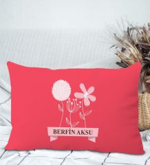 BK Gift Kişiye Özel İsimli Anneler Günü Tasarımlı Premium Kumaş Kırmızı Dikdörtgen Kırlent Yastık, Anneler Günü Hediyesi, Ev Dekorasyonu-4