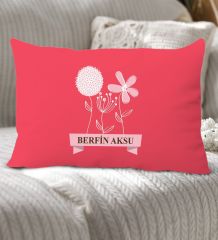 BK Gift Kişiye Özel İsimli Anneler Günü Tasarımlı Premium Kumaş Kırmızı Dikdörtgen Kırlent Yastık, Anneler Günü Hediyesi, Ev Dekorasyonu-4