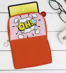 BK Gift Pop Art Tasarımlı Taşınabilir Koruyucu Tablet Kılıfı & Organizer Çanta - Turuncu-1