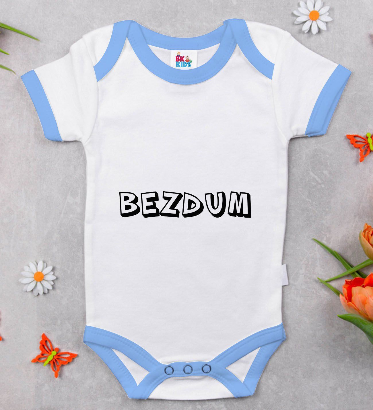BK Kids Bezdum Tasarımlı Mavi Bebek Body Zıbın-2