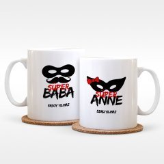 Kişiye Özel İkili Anne & Baba Beyaz Kupa Bardak Takımı - 1
