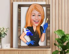 BK Gift Kişiye Özel Kadın Güzellik Uzmanı Karikatürlü 3D Ahşap Tablo, Sevgiliye Hediye, Arkadaşa Hediye, Yıl Dönümü Hediyesi, Doğum Günü Hediyesi-2