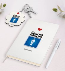 Kişiye Özel Ürolog Beyaz Defter Kalem Ve Anahtarlık Hediye Seti