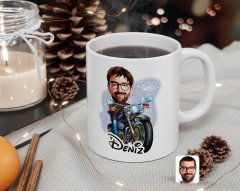 Kişiye Özel Erkek Motorcu Karikatürlü Beyaz Kupa Bardak-2