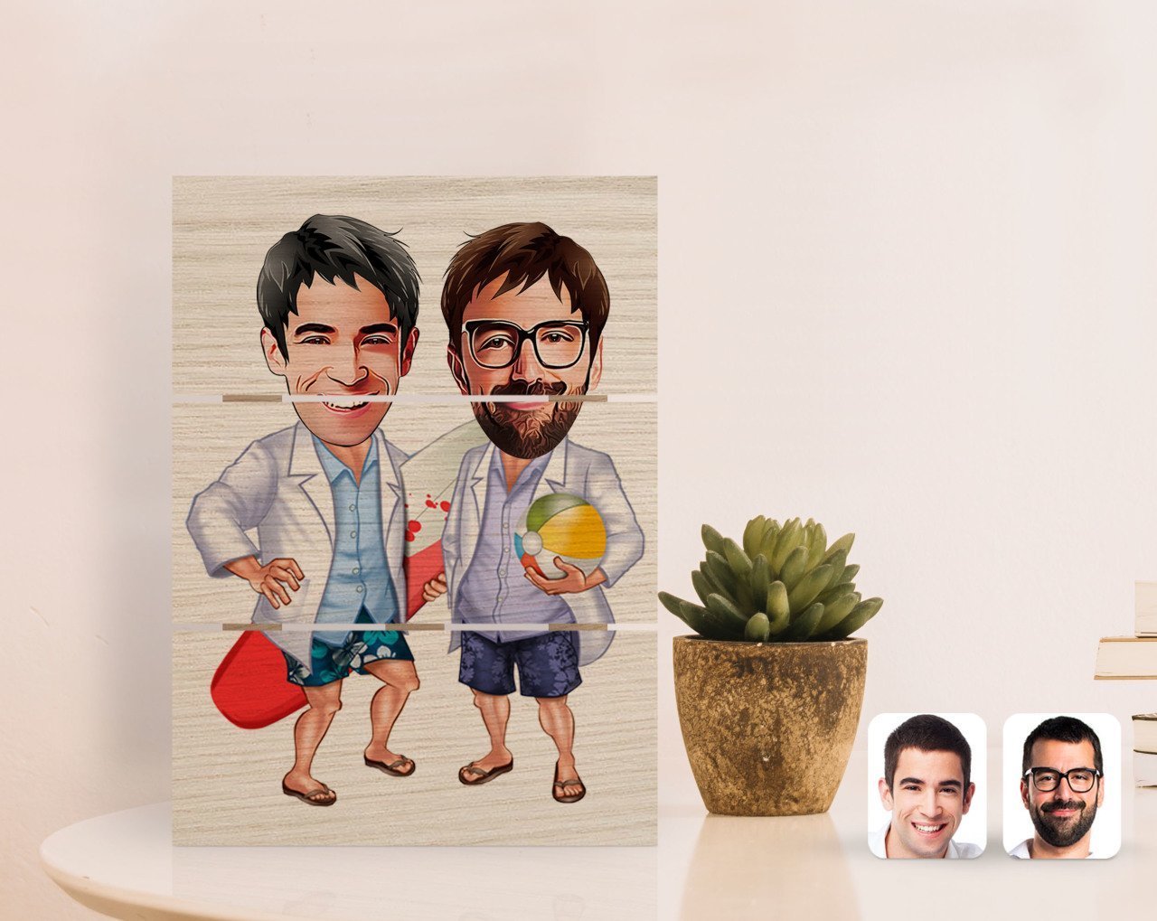Kişiye Özel Kankalar Karikatürlü Otantik Masaüstü Ahşap Palet Çerçeve-2