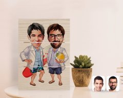 Kişiye Özel Kankalar Karikatürlü Otantik Masaüstü Ahşap Palet Çerçeve-2