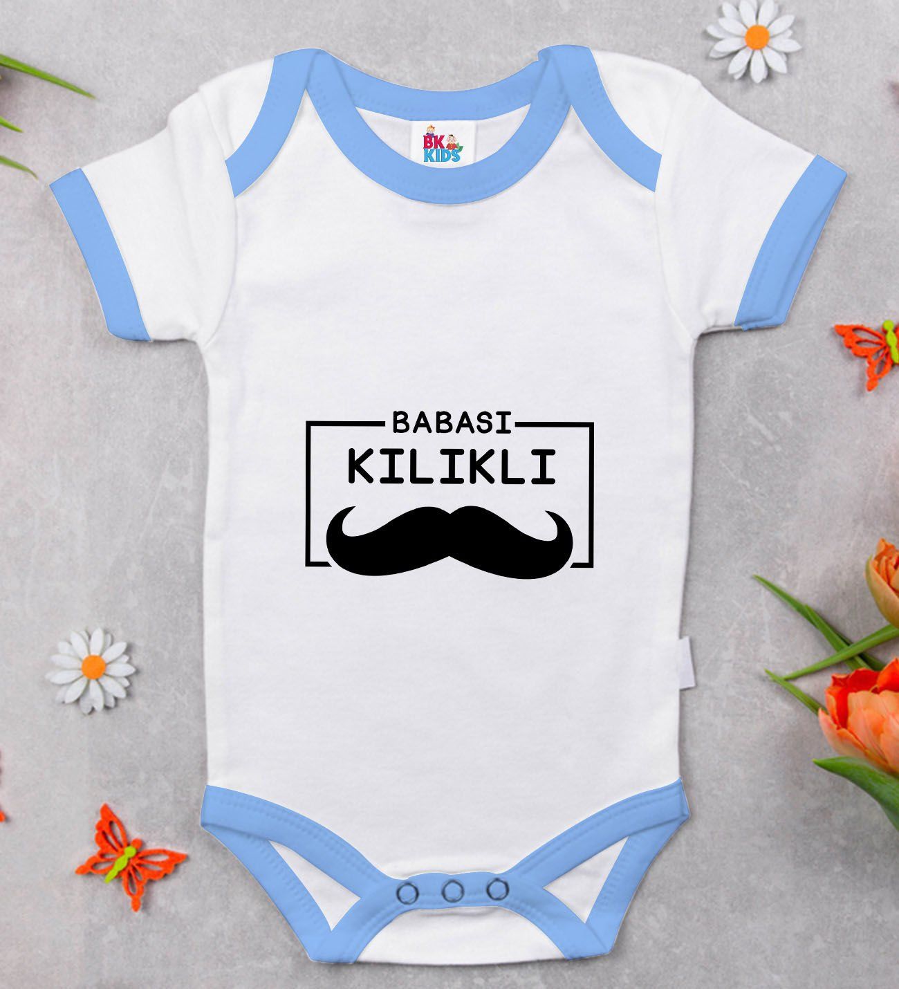 BK Kids Babası Kılıklı Tasarımlı Mavi Bebek Body Zıbın-1