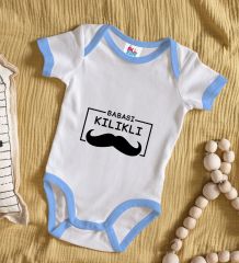 BK Kids Babası Kılıklı Tasarımlı Mavi Bebek Body Zıbın-1