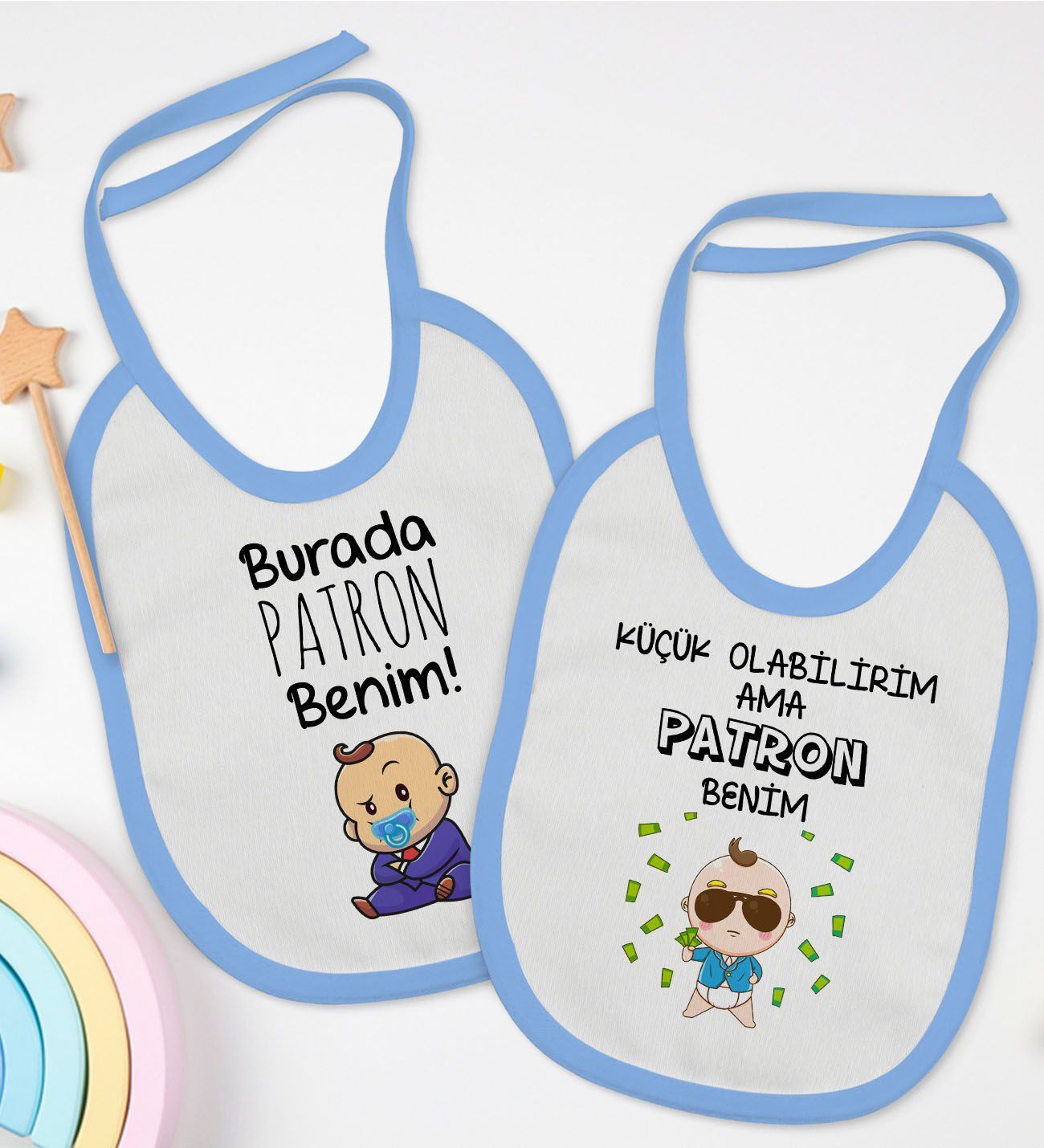 BK Kids Patron Tasarımlı 2’li Mavi Mama Önlüğü-1