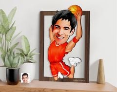 BK Gift Kişiye Özel Erkek Basketbol Karikatürlü 3D Ahşap Tablo-4, Sevgiliye Hediye, Arkadaşa Hediye, Doğum Günü Hediyesi
