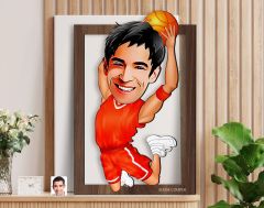 BK Gift Kişiye Özel Erkek Basketbol Karikatürlü 3D Ahşap Tablo-4, Sevgiliye Hediye, Arkadaşa Hediye, Doğum Günü Hediyesi