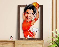 BK Gift Kişiye Özel Erkek Basketbol Karikatürlü 3D Ahşap Tablo-4, Sevgiliye Hediye, Arkadaşa Hediye, Doğum Günü Hediyesi