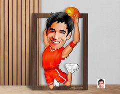 BK Gift Kişiye Özel Erkek Basketbol Karikatürlü 3D Ahşap Tablo-4, Sevgiliye Hediye, Arkadaşa Hediye, Doğum Günü Hediyesi