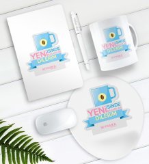 Kişiye Özel Yeni İşinde Başarılar Dilerim Defter Kalem Kupa Mouse Pad Seti-4