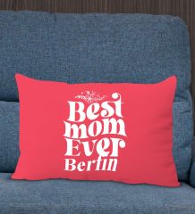 BK Gift Kişiye Özel İsimli Anneler Günü Tasarımlı Premium Kumaş Kırmızı Dikdörtgen Kırlent Yastık, Anneler Günü Hediyesi, Ev Dekorasyonu-1