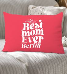 BK Gift Kişiye Özel İsimli Anneler Günü Tasarımlı Premium Kumaş Kırmızı Dikdörtgen Kırlent Yastık, Anneler Günü Hediyesi, Ev Dekorasyonu-1